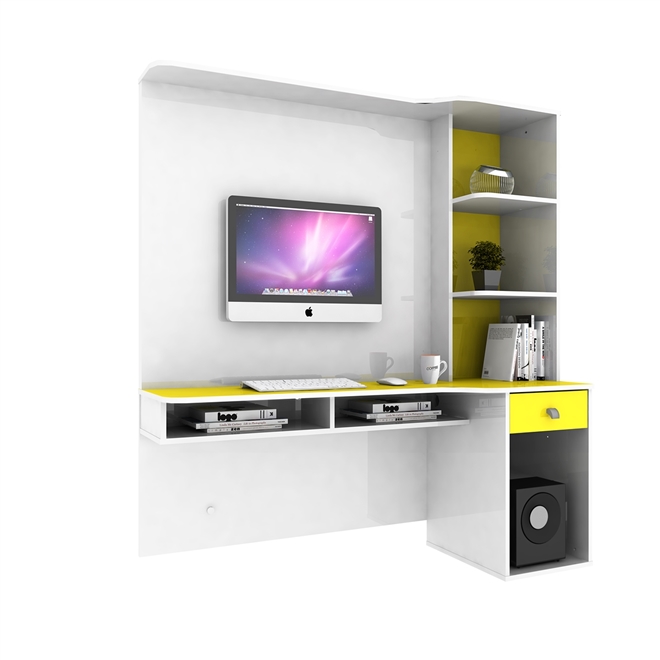 Bancada de Estudo Suspensa Agáve Branco/Amarelo - Colibri 1006 ...