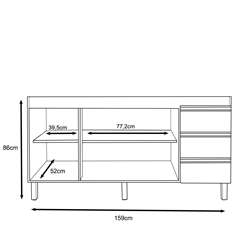 Jogo De Cozinha Modulada Completa 230cm Com Balcão E Armário Branco -  Móveis Leartam