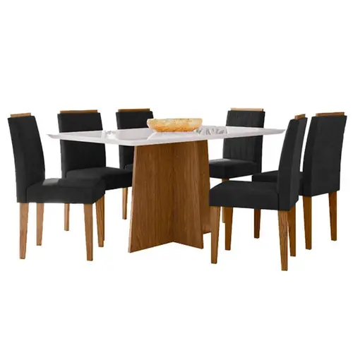 Jogo para sala de jantar com mesa e cadeiras Ana New Ceval