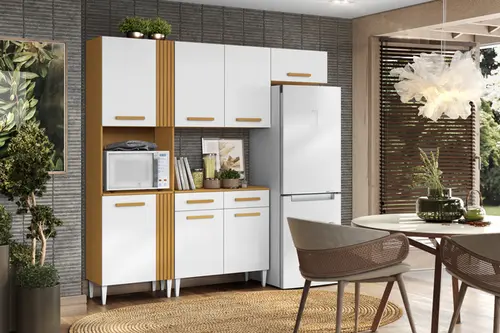 Jogo De Cozinha Compacta 7 Portas 2 Gavetas  - Móveis Leartam