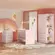 Jogo De Quarto Infantil Berço Cômoda Armário 2 Portas Rosa  - Móveis Leartam