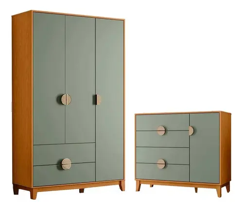 Quarto Infantil Ipê Guarda Roupa 3 Portas E Cômoda 4 Gavetas  Móveis Albatroz