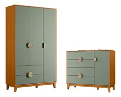 Jogo de Quarto Solteiro Ipê Com Guarda Roupa e Cômoda - Móveis Albatroz