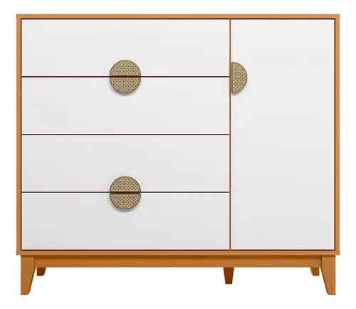 Cômoda Sapateira Infantil Com 1 Porta E 4 Gavetas Cinamomo Branco - Móveis Albatroz