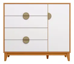 Cômoda Sapateira Infantil Com 1 Porta E 4 Gavetas Cinamomo Branco - Móveis Albatroz