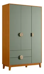 Guarda Roupa De Solteiro Ipê Com 3 Portas e 2 Gavetas Cinamomo /Sálvia - Móveis  Leartam