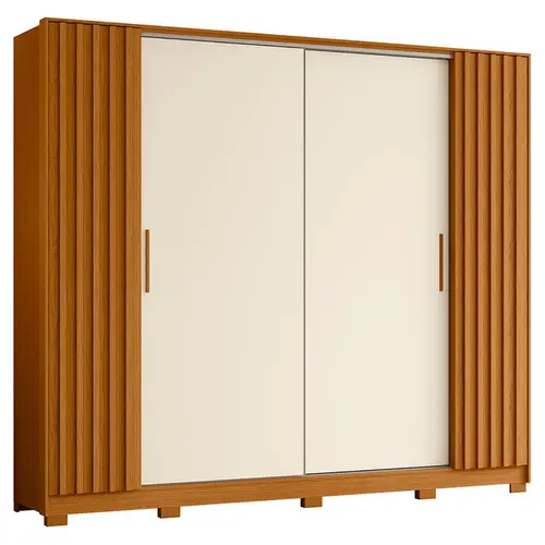 Guarda Roupa De Casal 4 Portas 4 Gavetas Grande Jacarandá  Cinamomo/Off White