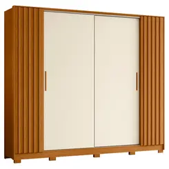 Guarda Roupa De Casal 4 Portas 4 Gavetas Grande Jacarandá  Cinamomo/Off White
