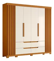 Guarda Roupa De Casal 6 Portas 4 Gavetas 240cm Doble Cinamomo/Off White - Albatroz