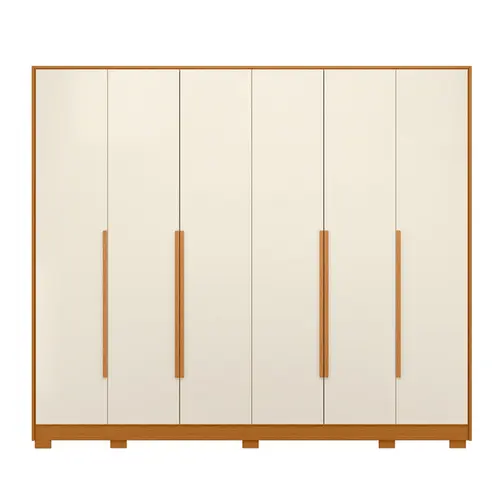 Guarda Roupa Casal 6 Portas 6 Gavetas Fascínio - Albatroz  Cinamomo  Off White