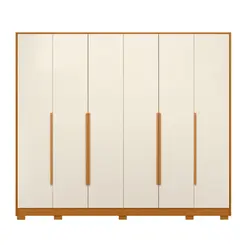 Guarda Roupa Casal 6 Portas 6 Gavetas Fascínio - Albatroz  Cinamomo  Off White