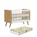 Berço Mini Cama Pés Palito  Retrô Freijó Branco  e Colchão - Qmovi