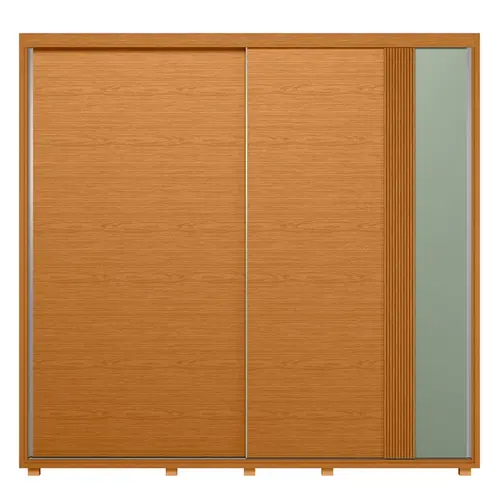 Guarda Roupa De Casal Acácia Com 2 Portas Deslizantes 4 Gavetas  Cinamomo / Sálvia - Móveis  Leartam