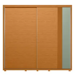 Guarda Roupa De Casal Acácia Com 2 Portas Deslizantes 4 Gavetas  Cinamomo / Sálvia - Móveis  Leartam