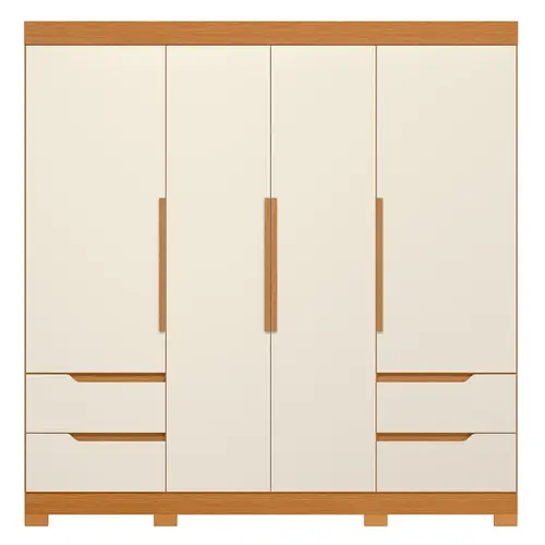 Guarda Roupa Vivacce 4 Portas e 4 Gavetas Cinamomo/off White - Móveis Leartam