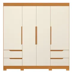 Guarda Roupa Vivacce 4 Portas e 4 Gavetas Cinamomo/off White - Móveis Leartam