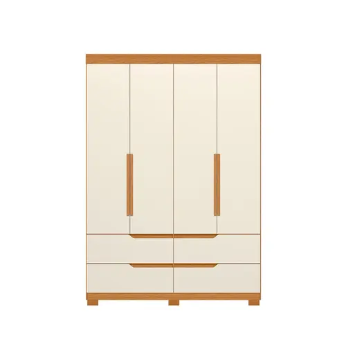 Guarda Roupa Solteiro Doble 4 Portas  4 Gavetas  Cinamomo Off White - Móveis Albatroz