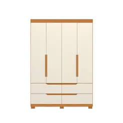 Guarda Roupa Solteiro Doble 4 Portas  4 Gavetas  Cinamomo Off White - Móveis Albatroz