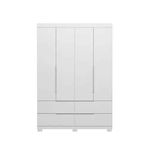 Guarda Roupa Solteiro Doble 4 Portas 4 Gavetas  Branco - Móveis Leartam