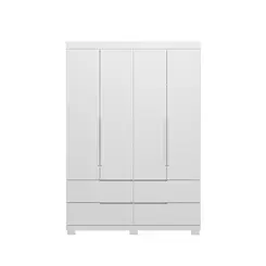 Guarda Roupa Solteiro Doble 4 Portas 4 Gavetas  Branco - Móveis Leartam