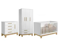 Jogo De Quarto Bebê Sophia Completo Com Armário Cômoda Berço Q Encanto Slim  Branco Acetinado - Móveis Leartam