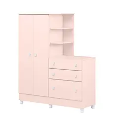 Guarda Roupa Com Cômoda Conjugado Infantil Doce Sonho 4070 Com Pés - Móveis Leartam