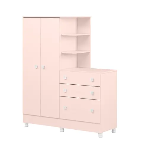 Guarda Roupa Com Cômoda Conjugado Infantil Doce Sonho 4070 Com Pés - Qmovi