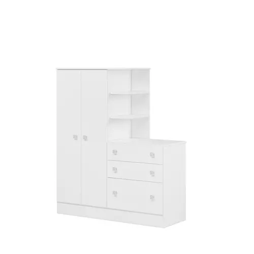 Guarda Roupa 2 Portas Com Cômoda 3 Gavetas Conjugado Modelo Infantil Branco Qmovi