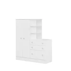 Guarda Roupa 2 Portas Com Cômoda 3 Gavetas Conjugado Modelo Infantil Branco Qmovi