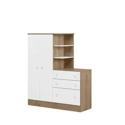 Guarda Roupa com Cômoda Doce Sonho 4070 Carvalho Com Branco - Móveis Leartam