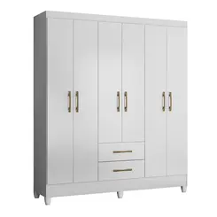 Guarda Roupa Roupeiro Casal Panama 6 Portas 2 Gavetas Branco - Moval