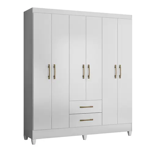 Guarda-roupa Moval Panamá 6 Portas  De Casal Estilo Essencial Branco