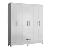 Guarda Roupa Casal Com 6 Portas  2 Gavetas Panamá Branco - Moval