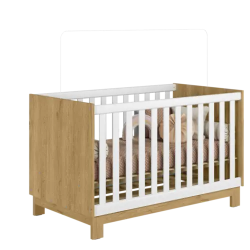 Berço Mini Cama Qencanto Slim 4315 Qmovi Freijó Branco Acetinado