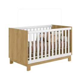 Berço Mini Cama Qencanto Slim 4315 Qmovi Freijó Branco Acetinado