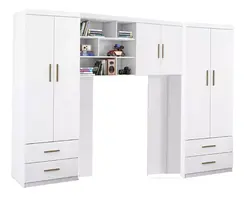 Guarda Roupa  Com 6 Portas e Espaço Para Cama Roupeiro Modulado Para Quarto - Móveis Leartam