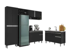 Jogo De Armário Com Balcão De Cozinha Kit Prático - Móveis Leartam