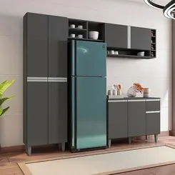 Jogo De Cozinha Armário Vanessa Nichos Porta Temperos e Com Balcão - Ajl Móveis Leartam