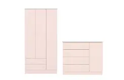 Jogo De Quarto Bebê Guarda-roupa Com Cômoda Sapateira Rosa - Móveis Leartam