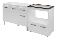 Jogo Balcão Para Cooktop De 4 Bocas Com Gabinete Para Pia De 120cm - Móveis Leartam