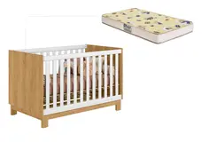 Berço Com Colchão Para Quarto De Bebê Freijó  Branco  Qmovi