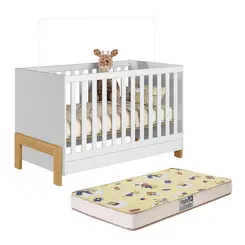 Berço Mini Cama Fantasia Branco Acetinado com Colchão Supreme - Qmovi