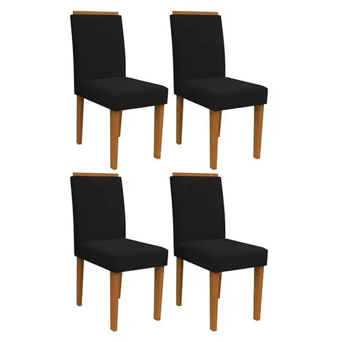 Conjunto Com 4 Cadeiras Amanda Ipê/Preto - Móveis Leartam