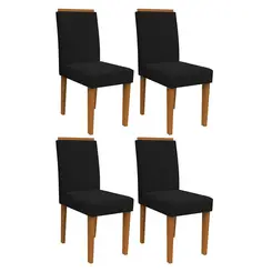 Conjunto Com 4 Cadeiras Amanda Ipê/Preto - Móveis Leartam