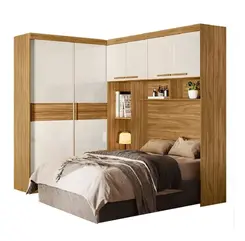 Guarda-roupa Modular Florença Casal Com 6 Portas Para Cama Box 138cm Freijó Off White
