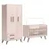 Quarto Infantil Kit Com 2 Peças Berço e Guarda Roupa  Retro Rosa - Móveis Leartam
