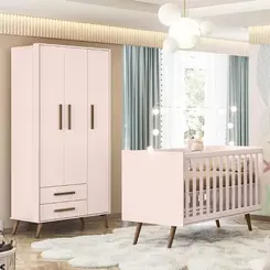 Guarda Roupa Com Berço Estilo Retrô Multifuncional Padrão Americano - Qmovi