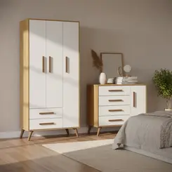 Guarda roupa Armário Com 3 Portas e Cômoda Sapateira - Móveis Leartam