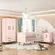 Quarto Completo De Bebê 4 Peças Berço Colchão Armário E Cômoda Retrô Rosa Acetinado