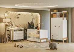 Jogo Quarto De Bebê Fantasia Com  3 Peças  Qmovi Branco Acetinado